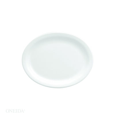 BRIGHT WHITE WARE NARROW RIM OVAL PLATTER, 11.5″
