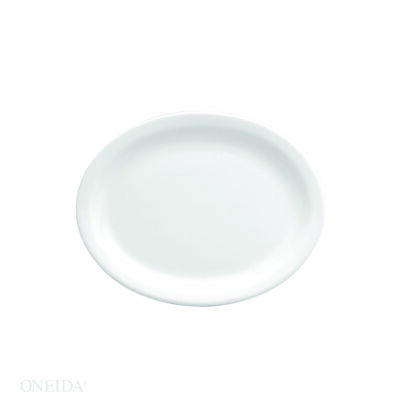 BRIGHT WHITE WARE NARROW RIM OVAL PLATTER, 13″