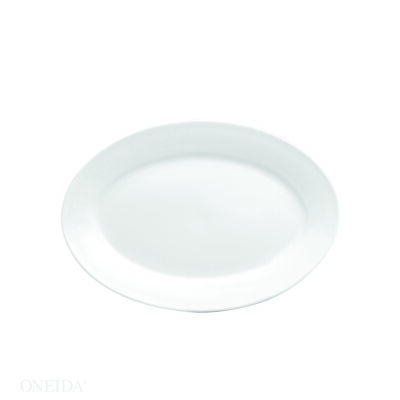 BRIGHT WHITE WARE ROLLED EDGE OVAL PLATTER, 10″