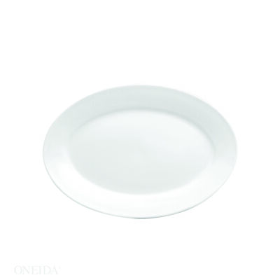 BRIGHT WHITE WARE ROLLED EDGE OVAL PLATTER, 10.625″