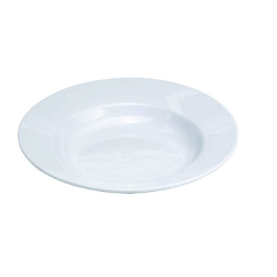 BRIGHT WHITE WARE RIMMED SOUP BOWL, 23.5 OZ.