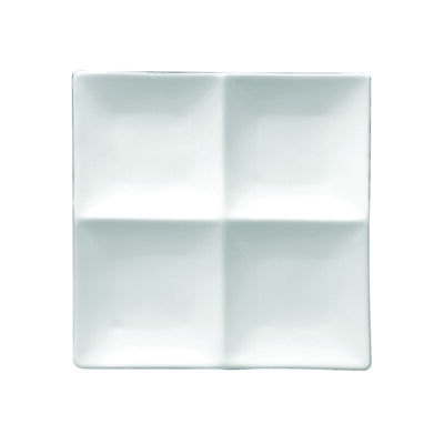 BRIGHT WHITE WARE FOUR COMPARTMENT PLATE, 9.875″