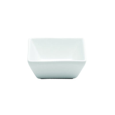 BRIGHT WHITE WARE SQUARE SAUC DISH, 4 OZ.