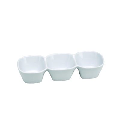 BRIGHT WHITE WARE TRIPLE BOWL, 9.5″