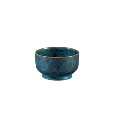 BLUE MOSS STUDIO POTTERY FOOTED BOWL, 8 OZ.