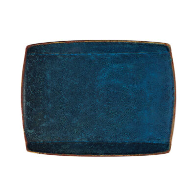 BLUE MOSS STUDIO POTTERY RECTANGULAR PLATE, 11″