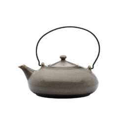 RUSTIC TEAPOT WITH METAL HANDLE, 13 OZ.