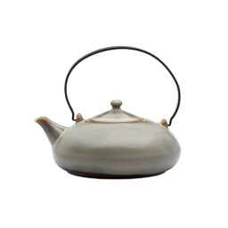 RUSTIC TEAPOT WITH METAL HANDLE, 13 OZ.
